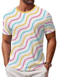 Camiseta Deportiva Casual para Hombre - Estampado Digital en Poliéster 100% - Manga Corta Esencial para Verano, Uso Exterior y en Casa - Impresión 3D - Negro - Ver 1
