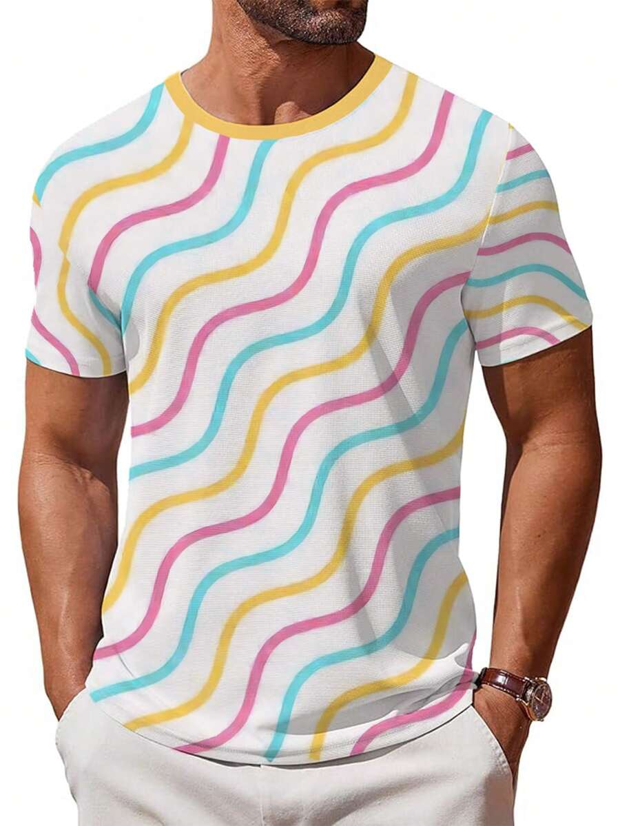 Camiseta Deportiva Casual para Hombre - Estampado Digital en Poliéster 100% - Manga Corta Esencial para Verano, Uso Exterior y en Casa - Impresión 3D - Negro - Ver 1