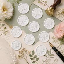 20pcs/Pack 3D Rose Pattern Wax Seal Stickers, Self-Adhesive Gift Wedding Invitation Envelope Seal Stickers, Pearl White - 3D Rose - Pearl White - View 7