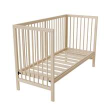 Cuna multifuncional 3 en 1 de madera Flieks, fabricada en madera de pino, convertible en cuna de noche, escritorio y caballete, cama infantil regulable en altura con acabado en madera natural, sin colchón, 120 * 60 * 90 cm. - Natural - Ver 9