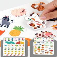 1pc Reusable Interactive Children Learning Cognitive Busy Book With Animal And Letter Matching Stickers, Enhances Hands-On Ability And Development, Teacher Supplies. Montessori Toys. Best Gift For Kids. - 彩色 - 查看 4