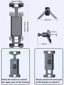 適用於平板電腦與手機的汽車出風口手機支架，三角支撐穩定安全，附數據線收納掛鉤 - 黑色 - 查看 4