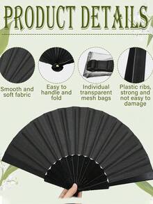 10/20pcs Wedding Hand Fan Party Favors, Black Plastic Folding Handheld Fan With Organza Bag, Suitable For Summer Wedding Guests And Dance Props - Multicolor - View 4