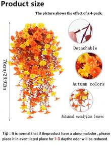 1/2/4/6pcs Artificial Autumn Hanging Flowers, Bright Orange Artificial Hanging Flowers, UV Resistant Home Decor, Suitable For Bedroom Decoration, Porch, Patio, Garden Farmhouse, Wedding, Harvest Festival, Thanksgiving, Halloween, Outdoor Artificial Flowers Autumn Decoration - Brown Double Color - View 3