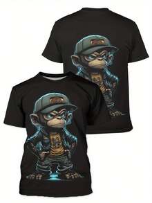 [Pierson Selection]Camiseta para Adultos con Estampado Digital 3D, Nueva Camiseta de Verano para Hombre - Negro - Ver 1