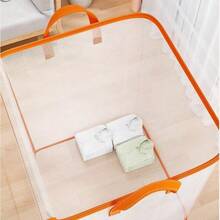 1pc Large Capacity Bedding Storage Bag, Transparent Storage Bag With Reinforced Handle, Suitable For Clothes And Bedding, Waterproof Material - Clear - View 3