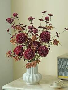 1PC 16.15in Simulation Table Tennis Chrysanthemum, Dandelion Ball, And Dali Ball, With Realistic Texture, Suitable For Vases, Homes, Hotel Rooms, Wedding Decoration, Table Decoration, Birthday Gifts, Graduation Ceremonies, And Autumn Decoration - Burgundy - View 5
