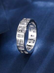 1pc Luxury Elegant Square Hollow Zirconia Inlaid Ring For Women, Daily Anniversary Gift - Ring - View 9