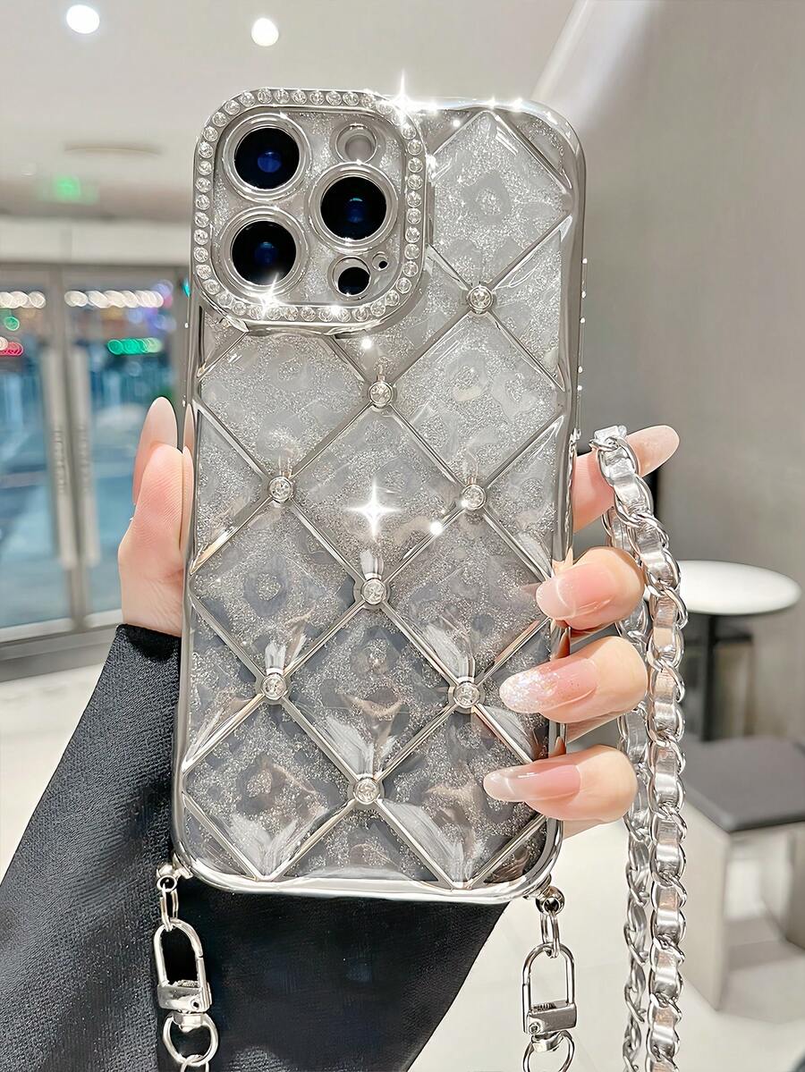 1 buah Casing Ponsel Kulit Rantai Berlian Imitasi Berlapis Elektrolit Motif Leopard Berkilau Payet Lembut Kompatibel Dengan iPhone 17/16/11/11 Pro/11 Pro Max/12/Phone 12 Pro/11 Pro Max/12/12 Pro/12 Pro Max/13/13 Pro/13 Pro Max/14/14 Pro/16 Plus/14 Pro Max/15/15 Pro/15 Plus/15 Pro Max/Penutup Pelindung