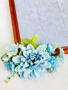 1pc Women's Artificial Flower Hair Clip, Floral Hair Accessory For Updo Styling, Side Clip For Holiday, Beach, Photo Shoot And Daily Wear, No Card Packaging - Baby Blue - View 2