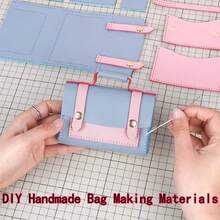 1 Set Handmade DIY Leather Wallet Bag Kit, Pre-Cut Pre-Punched Leather Pieces, Complete Sewing Supplies Included, Multi-Functional Small Bag For Earphone Case, Coin Purse, Card Holder, Decorative Bag Charm, Creative Handmade Kit, Perfect Gift For Valentine's Day, Christmas, Party, Beginner Sewing Material Pack, Not A Finished Product, Requires Manual Assembly - DIY Bag Making Kit - View 3