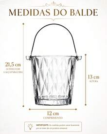 Kit Whisky:Licoreira 900ml + 6 Copos Whisky 345ml + Balde com Gelo e Pinça - Visão 4
