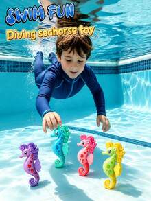 4pcs Kids Diving Toys, Underwater Diving Seahorse, Designed For Pool Play, Can Sink In Water For Kids To Dive And Pick Up, Develop Swimming Skills And Focus, Summer Swimming Diving Training Water Sports, Bright Colors, Water Game Training Gift For Boys And Girls, Popular Summer Water Game Toys - Multicolor - View 3
