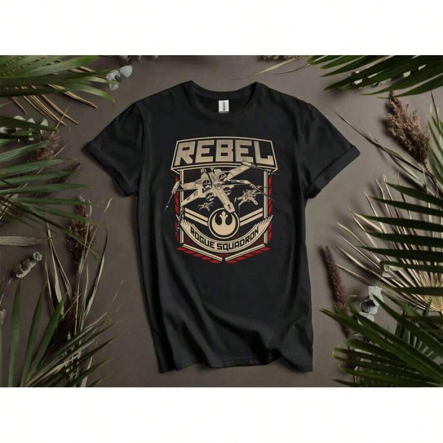 Camiseta Ship X-Wing para Hombre y Mujer Unisex, Camiseta Clásica con Estampado Retro, Camiseta Casual de Manga Corta 100% Algodón para Hombre y Mujer, Estilo Urbano Mexicano, Atuendo Diario a la Moda, Y2K Hombre/Latin Trap/Moda Urbana/Atmósfera de Festival - Negro - Ver 1