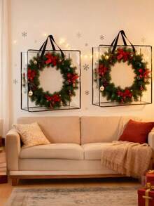 1/2pcs-Wreath Storage Bag, Transparent Autumn And Christmas Wreath Storage Box, 26 Inch 95L Home Use Wreath Storage Box, Suitable For Spring, Summer, Autumn Storage Bags, Christmas Decorations, Seasonal Wreaths, Clothing, Bedding, Gifts - Multicolor - View 4