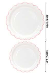 1/10/20/50pcs White Background Pink Lace Party Paper Plates, 7 Inch/9 Inch Dual Size, Suitable For Wedding, Birthday Party, Girls Gathering And Bachelorette Party - Multicolor - View 6