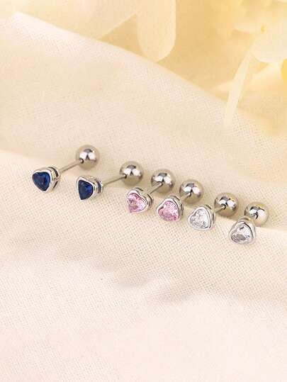 1 Pair Minimalist Personalized Cute Mini Heart Cartilage Stud Earrings, Simple Design Versatile Ear Studs