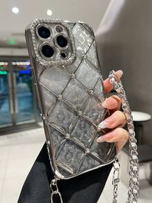 1 buah Casing Ponsel Kulit Rantai Berlian Imitasi Berlapis Elektrolit Motif Leopard Berkilau Payet Lembut Kompatibel Dengan iPhone 17/16/11/11 Pro/11 Pro Max/12/Phone 12 Pro/11 Pro Max/12/12 Pro/12 Pro Max/13/13 Pro/13 Pro Max/14/14 Pro/16 Plus/14 Pro Max/15/15 Pro/15 Plus/15 Pro Max/Penutup Pelindung - Casing ponsel dan tali gantungan berwarna perak - View 25