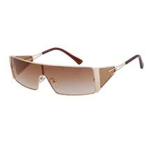 1PC Metal Frame Vintage Fashion Glasses For Women, Classic Decorative Eyewear, Beach, Camping, Vacation & Business Casual Accessories - Tea - View 4