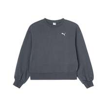 Puma 女款秋冬保暖內裡圓領套頭衫，休閒針織運動衛衣 62973769 - 深灰色 - 查看 1
