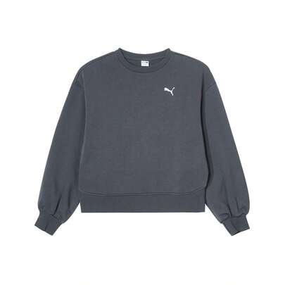 Puma 春秋款簡約百搭休閒女款保暖內裡圓領套頭長袖針織運動衫 62973769