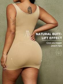 1 pieza Faja moldeadora para mujer talla grande, control de abdomen, levantamiento de glúteos, moldeado de cintura, diseño sin costuras - Albaricoque - Ver 2