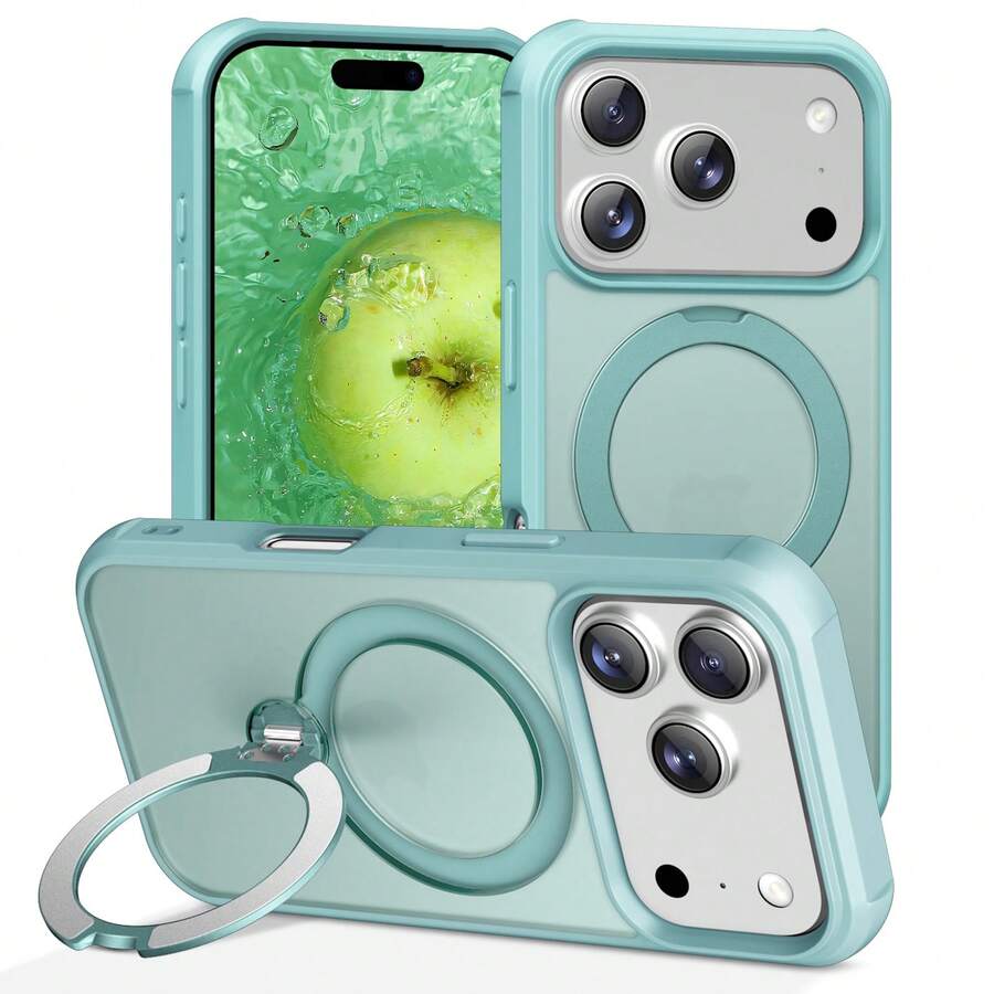 Phone Case: Compatible With IPhone 17 Pro Max Air / 15 / 14 / 16 Plus; Supports Magnetic Attachment And Features An Anti-Slip, Semi-Transparent Design. - 玫瑰金 - 查看 1