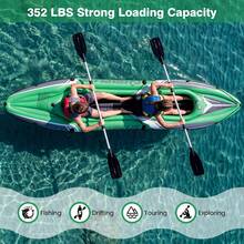 11.5 FT Tandem Touring Kayak With Aluminum Paddles For Adults Fishing Lake River, 2-Person Inflatable Blow Up Kayak With Inflatable Backrests & Footrest, Portable Lightweight Water Sport Boat For Ocean Pond Sea Outdoor Fishing Travel Recreation - Green - View 8