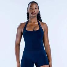 Top corto de impacto con cremallera para Fitness para mujer, Top corto deportivo de manga larga, camisetas de gimnasio para correr sin costuras, camiseta de entrenamiento de secado rápido para Pilates y Yoga,2026 - Camisa azul oscuro de manga corta - Ver 8