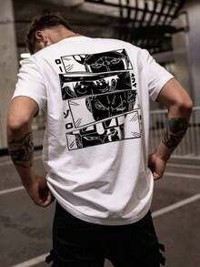 Classic Men's Cotton T Shirt Round Neck Short Sleeve Graphic Print Tee For Spring Summer Daily Outfit Stylish Comfortable Casual Essential Wardrobe - White - View 1