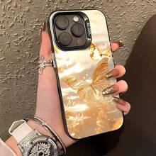 Golden Butterfly Case For IPhone 16 Pro Max, Apple 15 Pro, Premium 14 Pro, Beautiful 17 New Model - 彩銀殼-紫色-金色蝴蝶(superb) - 查看 10