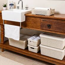 RVS E-COMMERCE Kit 2 Organizer Box With Lid 22 Liters Large Bathroom Kitchen Jaguar Utilities - Beige - View 7