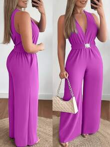 Desarrollo, Nuevo Mono de Cintura Ajustada para Mujer, y Elegante con Cinturón - Albaricoque - Ver 8