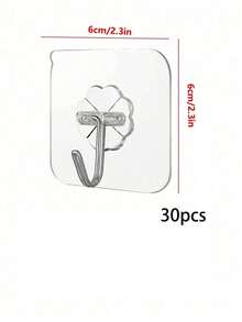 1 Pack 5pcs/10pcs/20pcs/30pcs Transparent Stainless Steel Strong Self-Adhesive Hooks, Kitchen Bathroom Door Wall Multi-Function Key Storage Hooks Silver - One Size, 5pcs/Pack - Silver - View 13