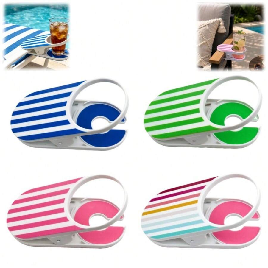 1pc Universal Clip-On Beverage Cup Holder, Suitable For Desk Side Clip, Can Be Clipped To Desk And Chair, Adjustable Clip Mouth, Non-Slip Silicone Cup Holder, Suitable For Beach, Camping, Office Use - Clip-on Beverage Holder - View 1
