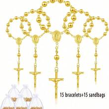 15pcs/Set Naming Ceremony Set: Faux Crystal Cross Bracelet, Suitable For Birthday Party, Commemorative Gift, Naming Ceremony, Wedding Party, Women's Naming Ceremony, Birthday Party Gift, Wedding Party Gift, Pre-Wedding Party Gift, Anniversary Party Gift, Suitable For Mother, Couple, Best Friend Daily Wear, Mother's Day Gift - A - View 20