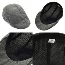 Linen, Beret, Hat - Black - View 3