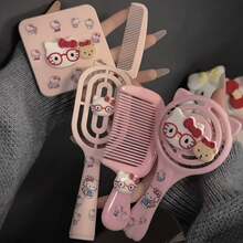 Sanrio 1/4件組 Hello Kitty 毛絨造型鏤空肋梳按摩氣墊梳，氣墊直髮梳鏡子套組，舒適好用，防靜電且不傷髮，實用護髮氣墊梳，適合情人節、生日禮物、旅行配件、化妝配件、節日派對、開學季、畢業季、浴室用品 - 卡通 - 查看 8
