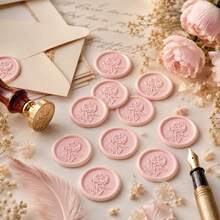 20pcs/Pack 3D Floral Pattern Wax Seal Stickers, Self-Adhesive Wax Seal Stickers, Suitable For Gifts, Wedding Invitations, Envelope Sealing - Pink - 3D Flower-powder - View 8