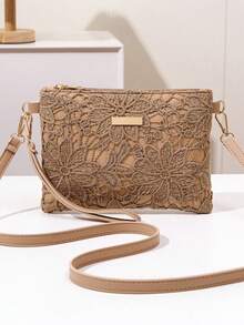 Bolsa de playa con correa para la muñeca, monedero, bolso bandolera para mujer, nuevo bolso pequeño versátil para el hombro a la , bolso cuadrado dulce para primavera/verano, playa - Caqui - Ver 2