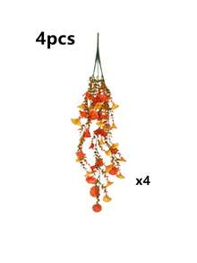 1/2/4/6pcs Artificial Autumn Hanging Flowers, Bright Orange Artificial Hanging Flowers, UV Resistant Home Decor, Suitable For Bedroom Decoration, Porch, Patio, Garden Farmhouse, Wedding, Harvest Festival, Thanksgiving, Halloween, Outdoor Artificial Flowers Autumn Decoration - Brown Double Color - View 7