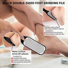 MONKIDS 2pcs Double-Sided Foot File Black And Pink, Professional Foot Care Tool Callus Remover Dead Skin File, Removes Dead Skin And Calluses, Double-Sided Coarse And Fine Grinding Surface For More Efficient Dead Skin Removal, Slightly Curved Shape, Better Fit To Foot Shape, Dry And Wet Use, Washable, Durable, Professional Foot Care Pedicure File, Suitable For Home And Travel - Multicolor - View 7