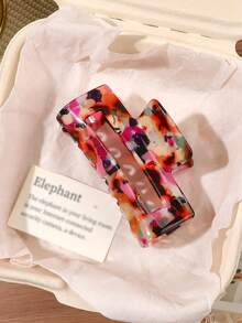 1pc Acetate Bohemian French Vintage Elegant Floral Marble Pattern Square & Half-Round Hair Claw, Creative New Design IN Style Sweet Bangs Half-Up Bun Hair Clip, Hair Claw For Back Of Head, Hair Sectioning, Slouchy Styling, Head Shape Modifier, Personalized Minimalist Versatile Casual Streetwear Afternoon Tea Hair Accessory - Multicolor - View 12