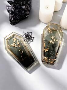 Kreative gruselige Halloween Sarg-Box Silikonform mit Deckel, DIY Schmuck Geschenk Aufbewahrungsbehälter, Aromatherapie Kerzenglas & Sukkulenten Pflanzgefäß, Zement Beton Gips Kristall Epoxidharz Gussform für Feiertags Heimdekoration Ornamente - weiße Silikonform - Übersicht 6