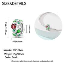 1 peça pulseira de contas estilo Dopamina Sweet Cool em prata esterlina S925 de baixa alergia, com caveira rosa, ananás, urso e trevo de quatro folhas verde, adequada para pulseira original, para fazer joias DIY femininas, presente de aniversário - Multicolorido - Ver 7