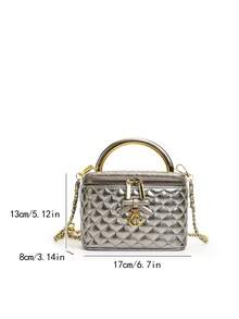 New Hand-Held Box Bag, Minimalist Style Shoulder Crossbody Bag - Champagne - View 3