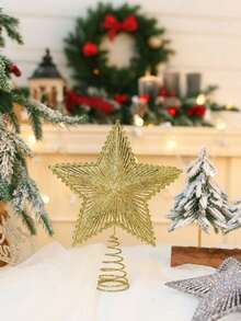Christmas Tree Top Star, Glittery 3D Five-Pointed Star Christmas Hanging Ornament, Holiday Atmosphere Decor, Christmas Party Decoration Prop, Photography Backdrop Prop, Scene And Home Decor, Suitable For Christmas Tabletop, Fireplace Decoration - View 14
