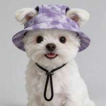 1pc Pet Bucket Hat - Ear Exposed Design To Prevent Falling Off, Adjustable, Pet Sun Hat, Avocado Hat, Bucket Hat, Dog Cap, Cat Cap, Pet Clothing Accessory, Pet Supplies - Purple - View 4