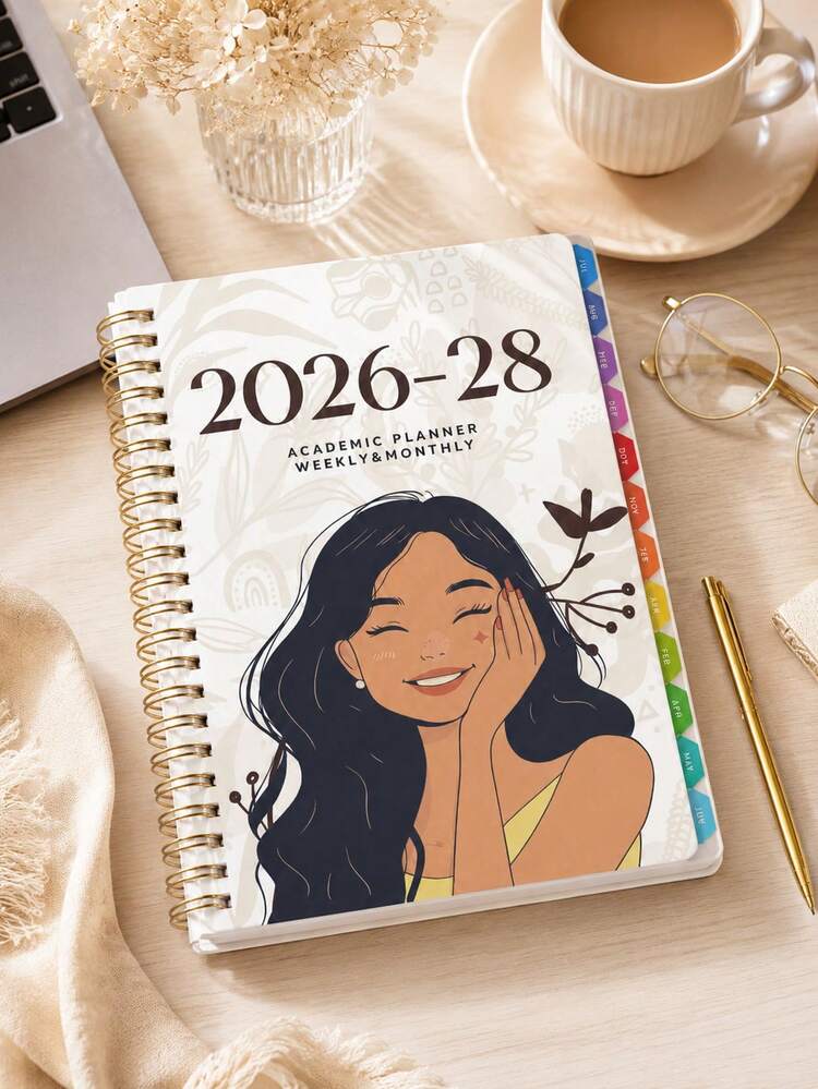 1本 2026-2028 學年週計畫與月計畫日曆筆記本，2026年7月至2028年6月，5.7" X 8"，A5月計畫筆記本附備註頁，防水封面，個人行程管理，辦公與返校用品，成人禮物，教師禮物 - 彩色 - 查看 4