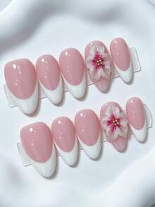 Zysa 10 piezas Uñas Postizas Hechas a Mano Uñas Cortas para Vacaciones de Verano Fiesta de Graduación - Multicolor - Ver 3